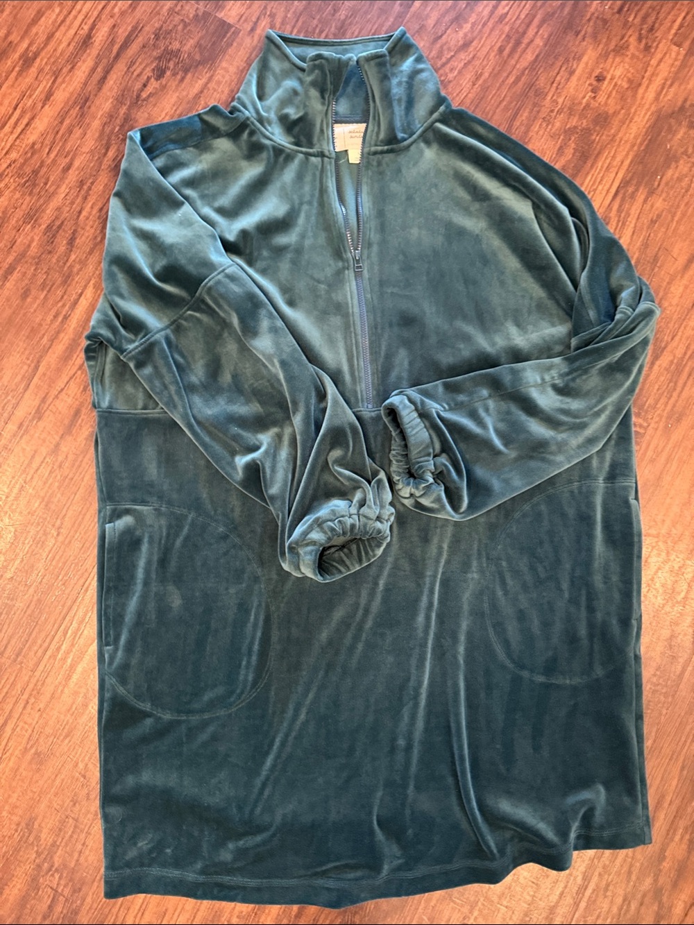 Women's Teal Quarter-Zip Velour Pullover Sweater Dress